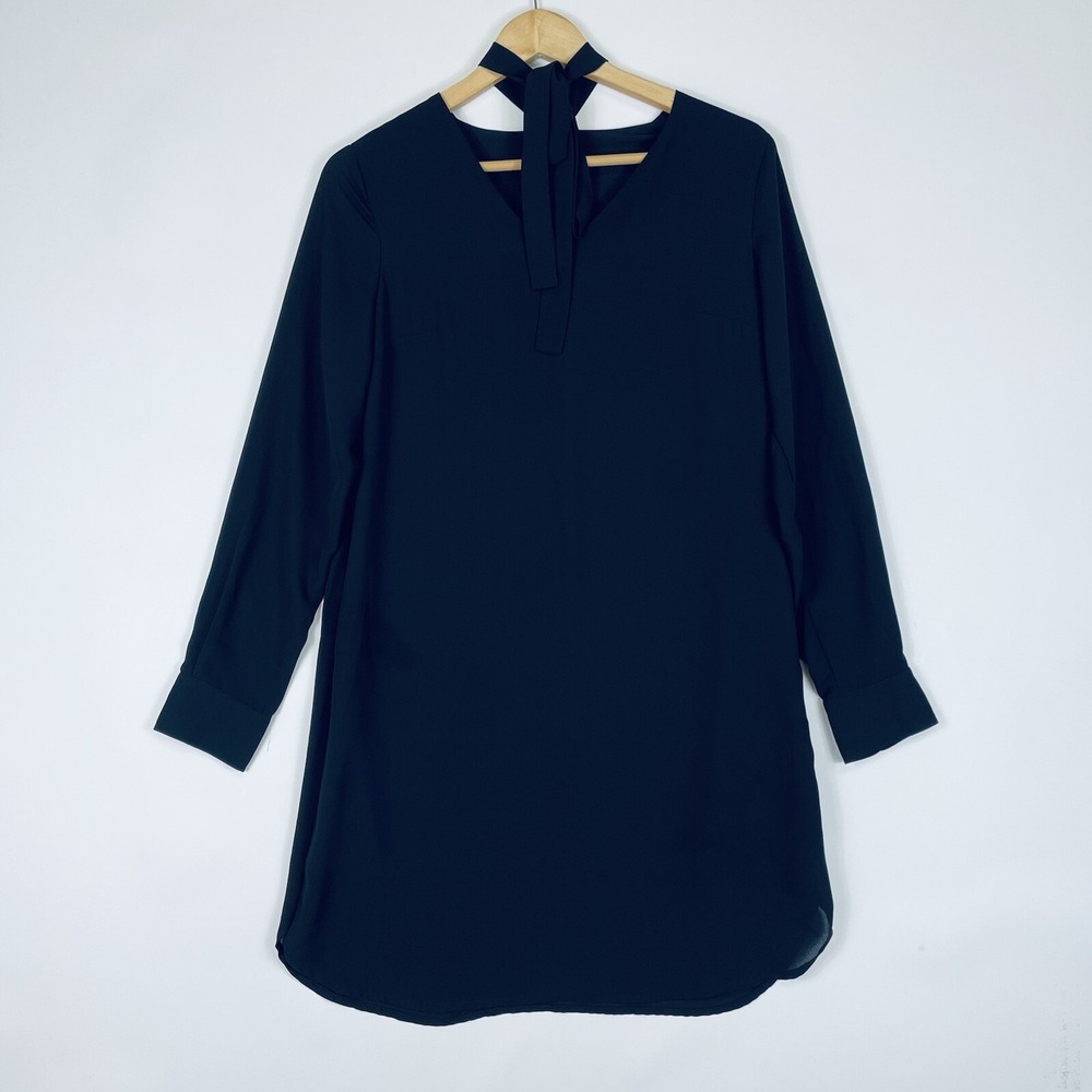 Who What Wear Women Small Black Dress Chiffon Sheer Elevated Capsule Work Modern
